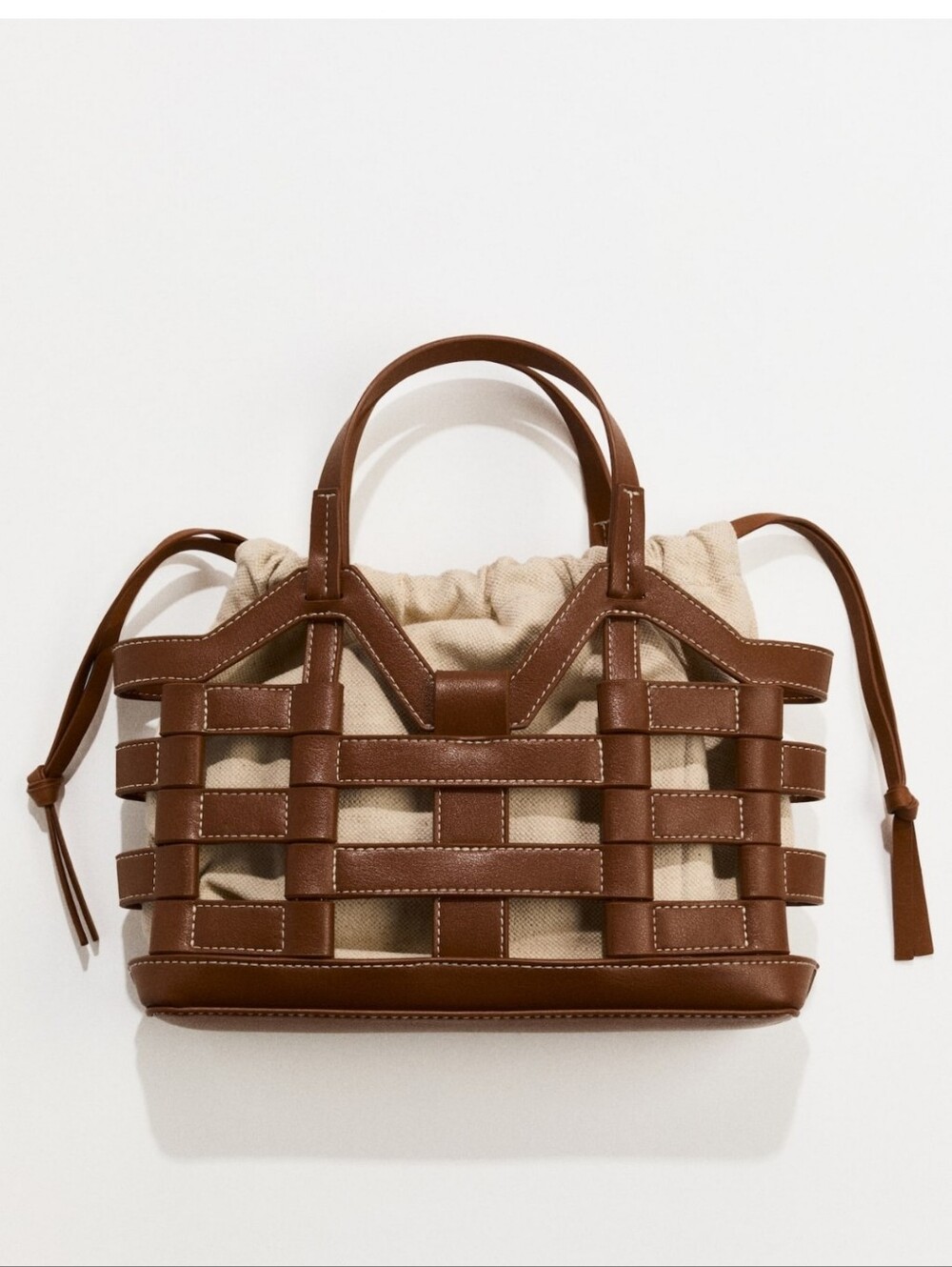 H&M Light Brown/beige Drawstring Detail Tote Bag - Picture 2 of 11